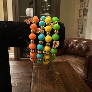NWOT 4 Set Rustic Cuff Colorful Beaded Bracelet Set